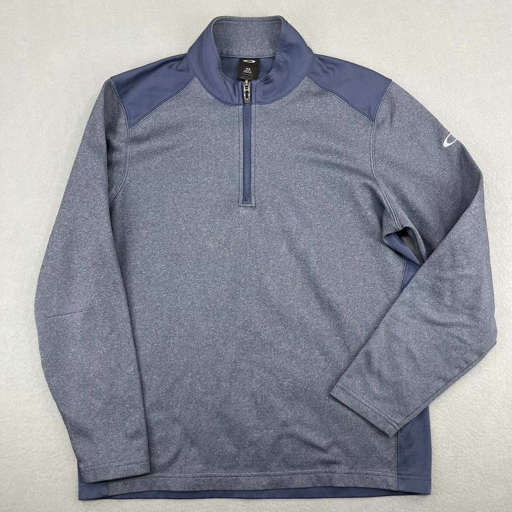 Oakley Mens Quarter Zip Pullover Blue Heathered Performance Fleece‎ M 00164435